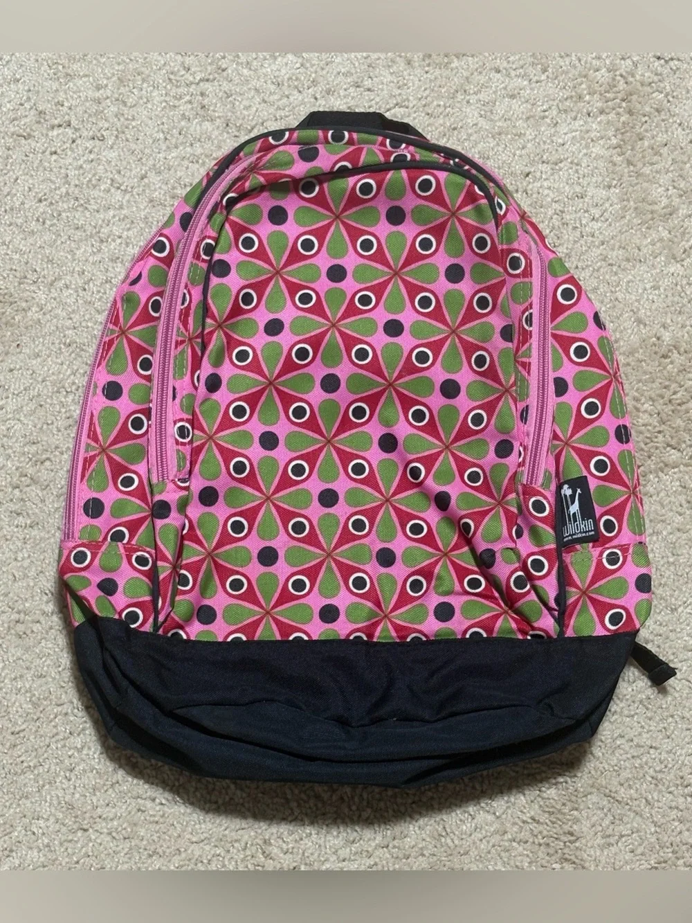 Wildkin Girls Kid Backpack School Travel Pink Green Print 2 Pocket Preschool 15”